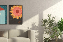 Gray and orange modern living room