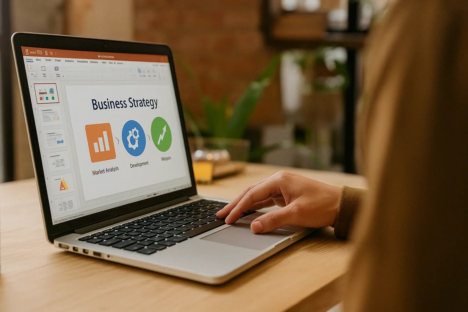 Business presentation on a laptop